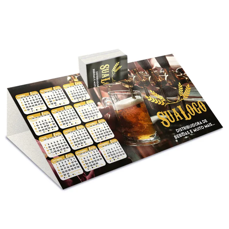 Calendário de Mesa · Porta Cartões · Simples · Supremo 255g personalizado com a sua marca