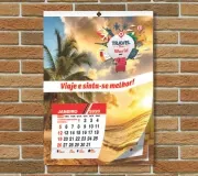 Calendário de Parede · Couchê 115g · Simples com Furo Grampo e Picote 12 Páginas personalizado com a sua marca
