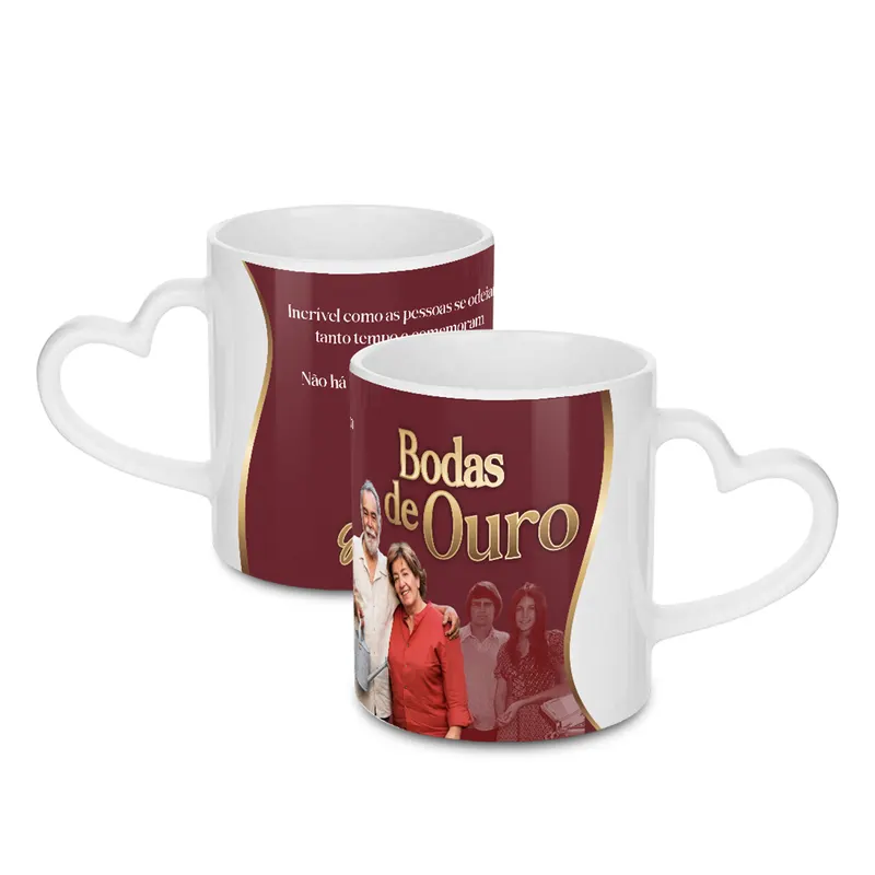 Canecas · Com Sublimação · Canecas de Porcelana · Coração 325ml personalizado com a sua marca