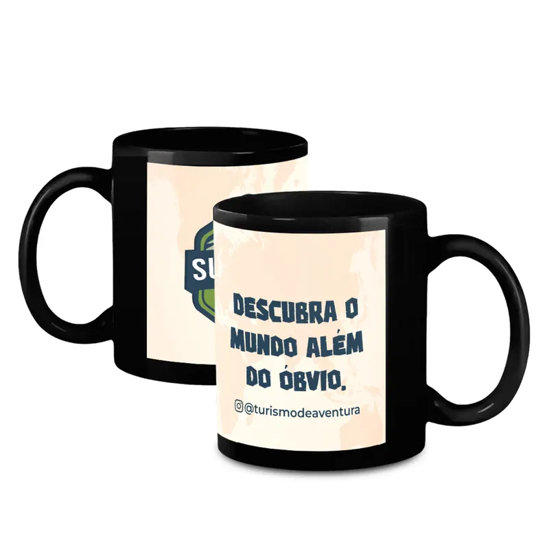 Canecas · Com Sublimação · Canecas de Porcelana · Simples 325ml · Preta com Janela personalizado com a sua marca