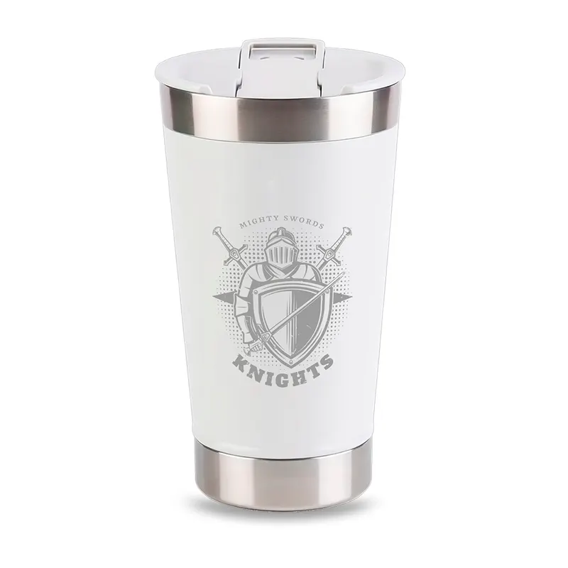 Copos · Gravação Frontal · Copos Térmicos · Modelo com Abridor · 470ml · Linha Premium · Branco com Tampa personalizado com a sua marca