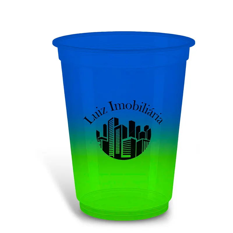 Copos · Impressão Silk · Copos de Plástico · Descartável · 400ml · Bicolor personalizado com a sua marca