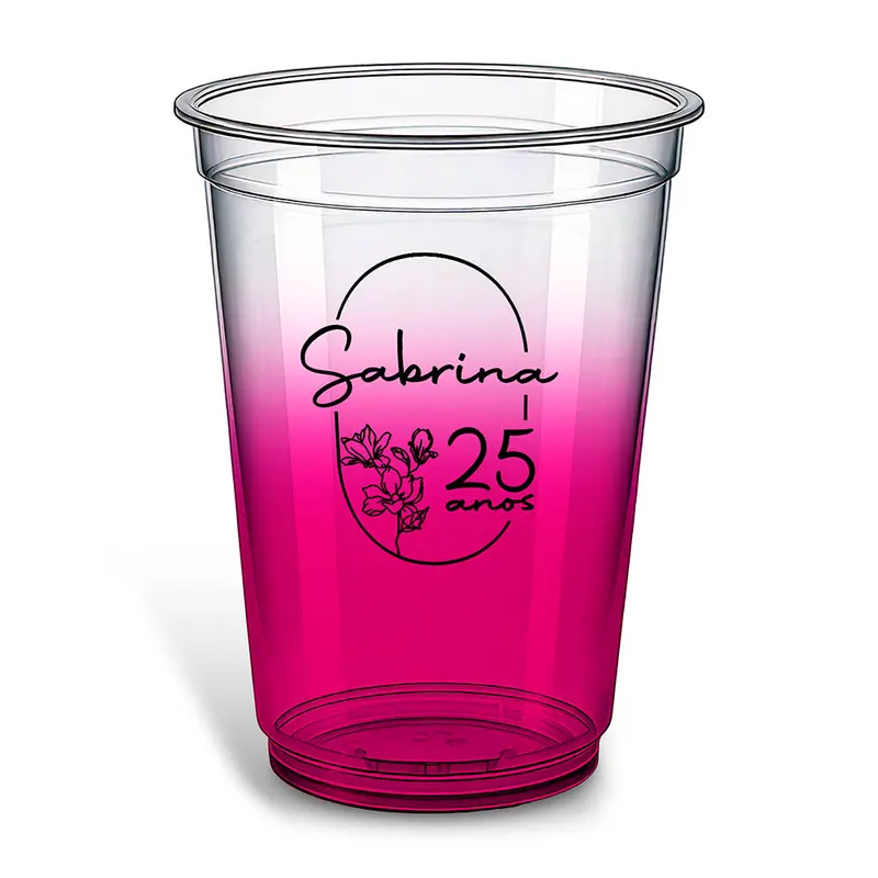 Copos · Impressão Silk · Copos de Plástico · Descartável · 500ml · Degradê personalizado com a sua marca