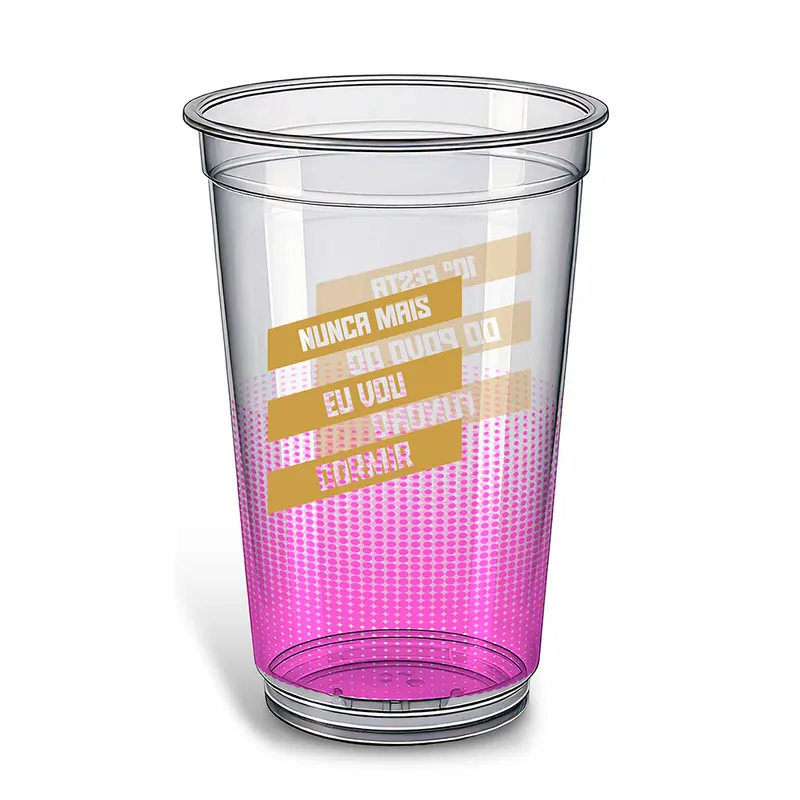 Copos · Impressão Silk · Copos de Plástico · Descartável · 700ml · Transparente 360 personalizado com a sua marca