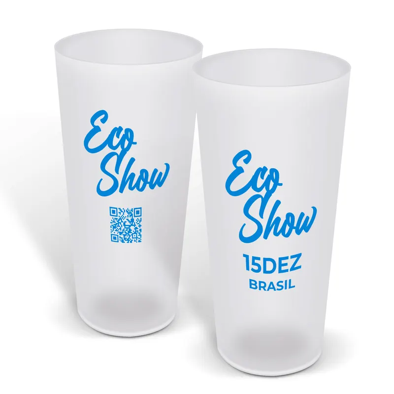Copos · Impressão Silk · Copos de Plástico · Ecológico · 550ml · Copo personalizado com a sua marca