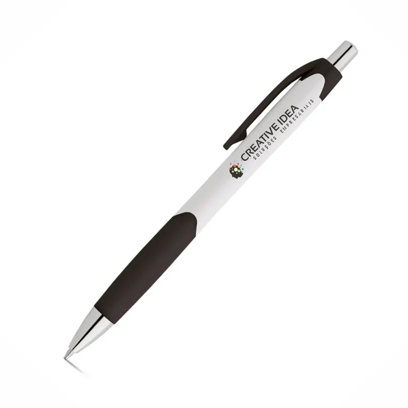 Canetas Promocionais · Personalizadas · Impressão Uv · Caribe White personalizado com a sua marca