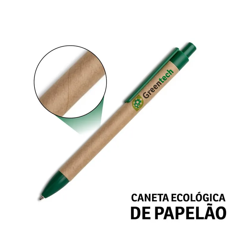 Canetas Promocionais · Personalizadas · Impressão Uv · Ecológica com Corpo de Papelão personalizado com a sua marca
