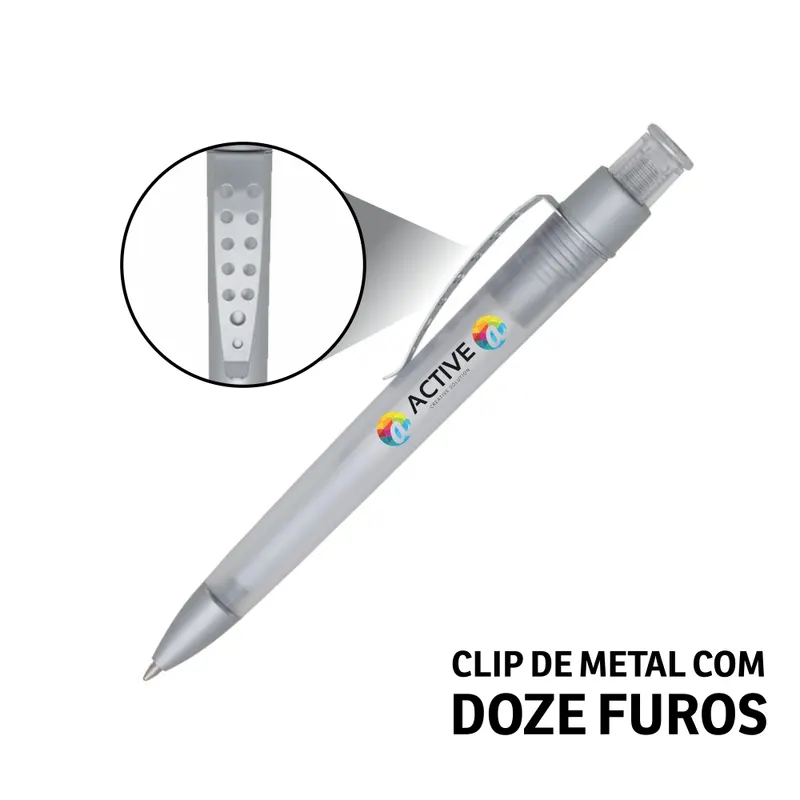 Canetas Promocionais · Personalizadas · Impressão Uv · Elegance · Translúcida personalizado com a sua marca