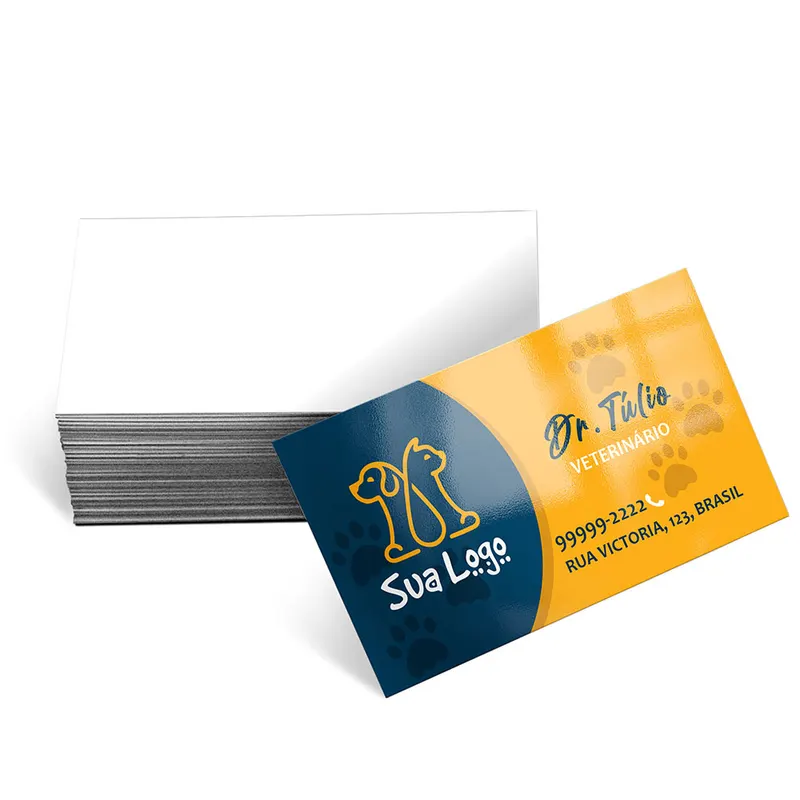 Cartões de Visita · Couchê 250g personalizado com a sua marca