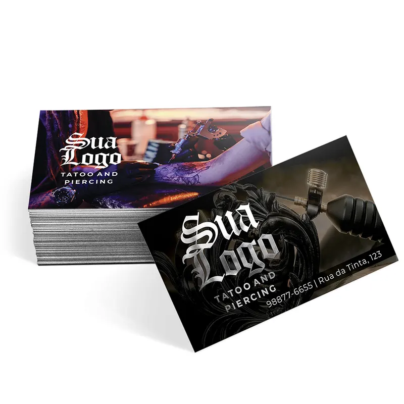 Cartões de Visita · Couchê 300g · Hot Stamping · Lam Fosca Fv e Hotstamping Fr personalizado com a sua marca