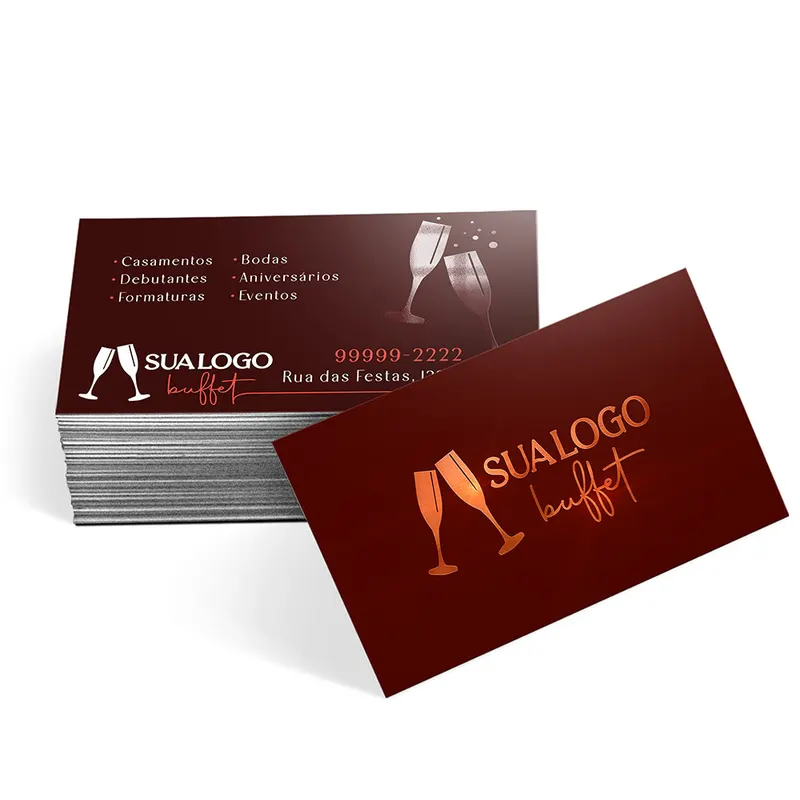 Cartões de Visita · Couchê 300g · Hot Stamping personalizado com a sua marca