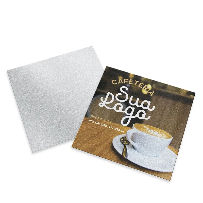 Cartões Duplo · Papéis Especiais · Silver Lux 300g personalizado com a sua marca