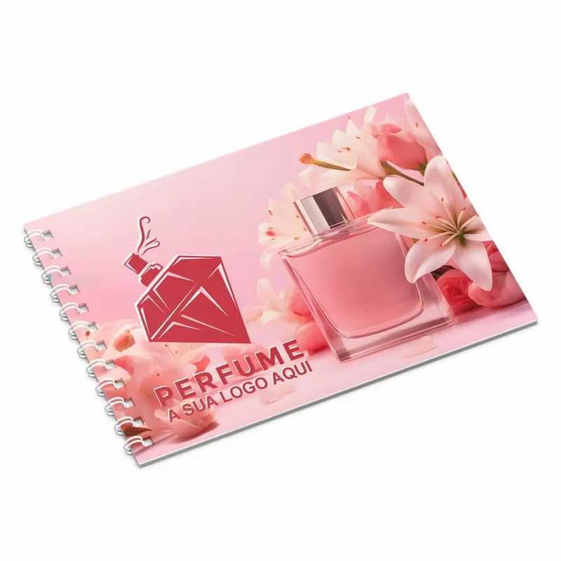 Catálogo · Capa Couchê 300g e Miolo Couchê 150g · Horizontal com Wire o · 21x15 Cm personalizado com a sua marca