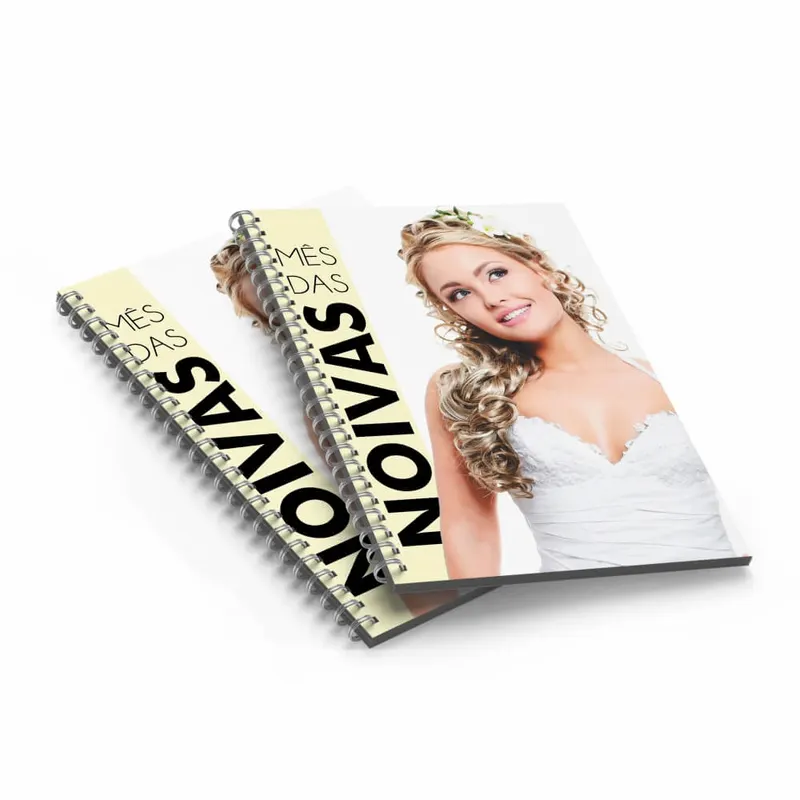 Catálogo · Capa Couchê 300g e Miolo Couchê 150g · Vertical com Wire o · 21x30 Cm personalizado com a sua marca