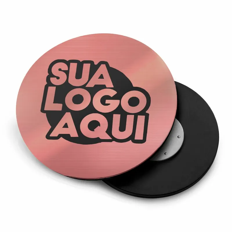 Crachá Magnetico · Modelo Redondo · Abs Rosé personalizado com a sua marca