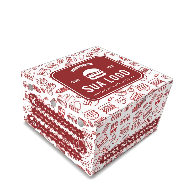 Delivery · Caixa para Hamburguer · Gourmet · Personalizada personalizado com a sua marca