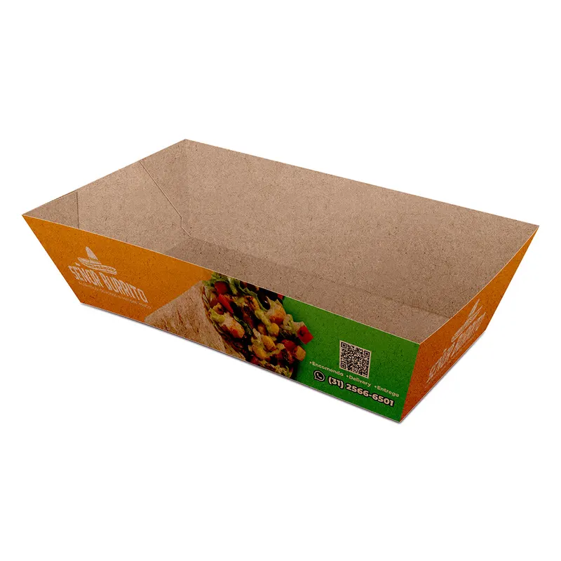 Embalagens para Delivery · Kraft 250g · Burrito e Tortilha · Média personalizado com a sua marca