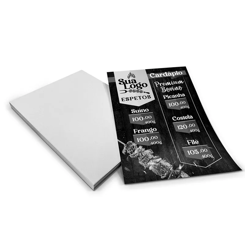 Fichas Impressas · Apergaminhado 180g personalizado com a sua marca