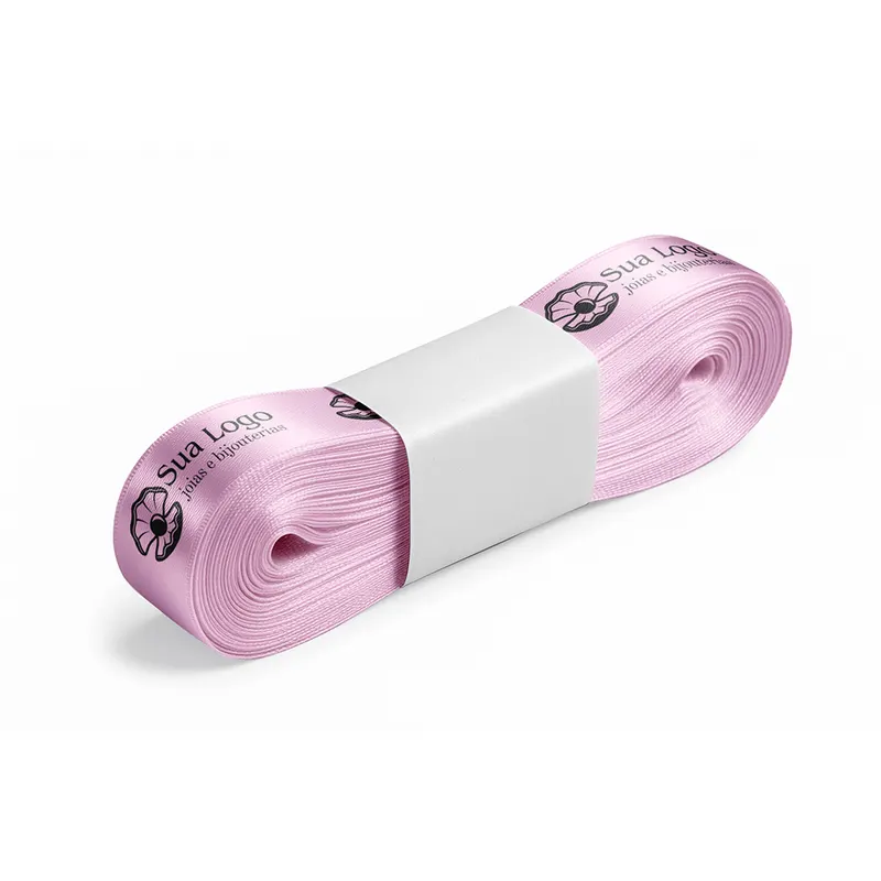 Fita de Cetim · Peça com 10 Metros · Largura de 15mm · Rosa Bebê personalizado com a sua marca