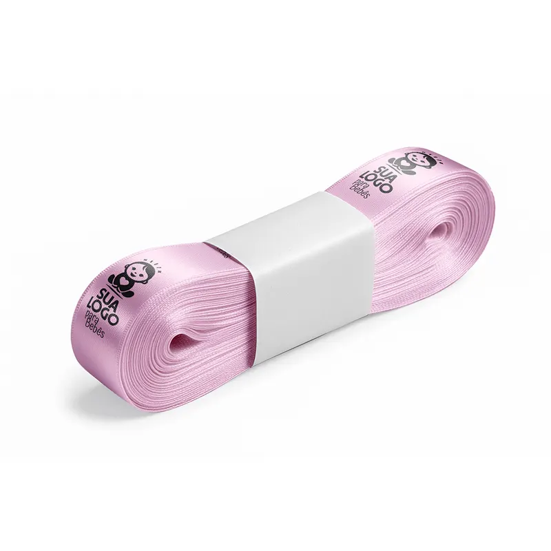 Fita de Cetim · Peça com 10 Metros · Largura de 22mm · Rosa Bebê personalizado com a sua marca