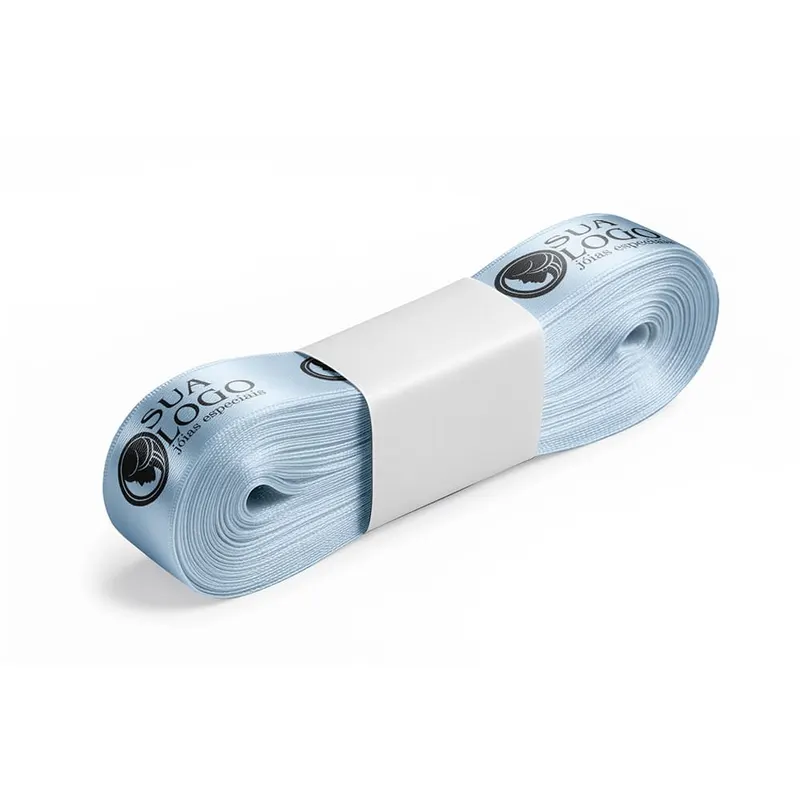 Fita de Cetim · Peça com 10 Metros · Largura de 30mm · Azul Bebê personalizado com a sua marca