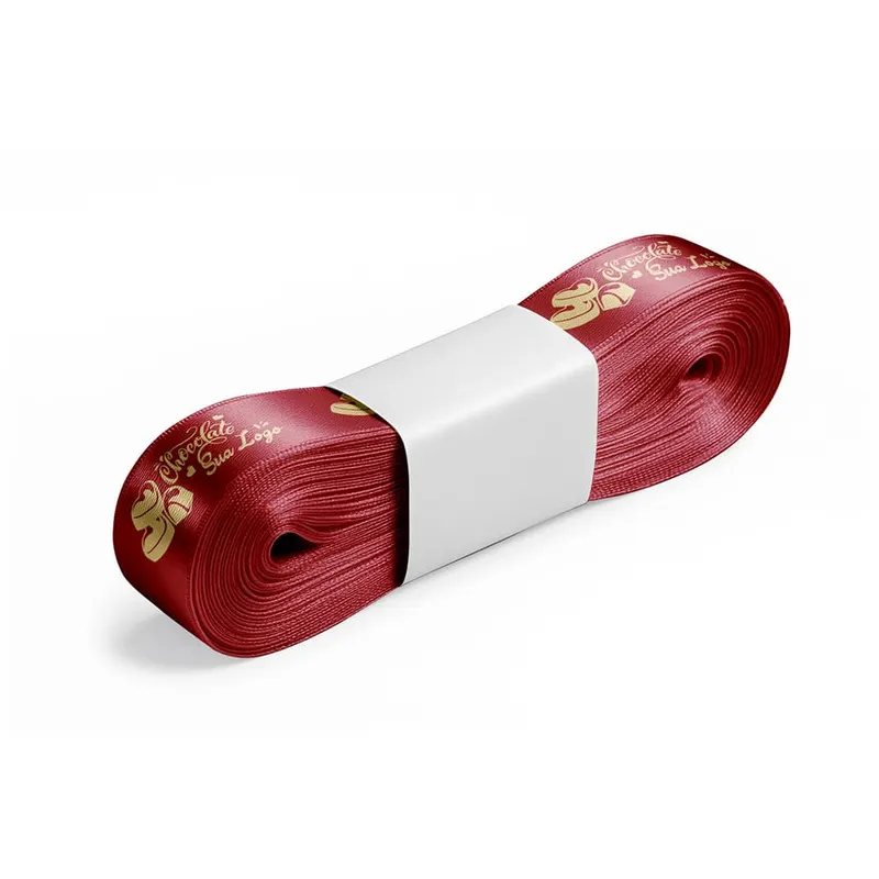 Fita de Cetim · Peça com 10 Metros · Largura de 30mm · Marsala personalizado com a sua marca