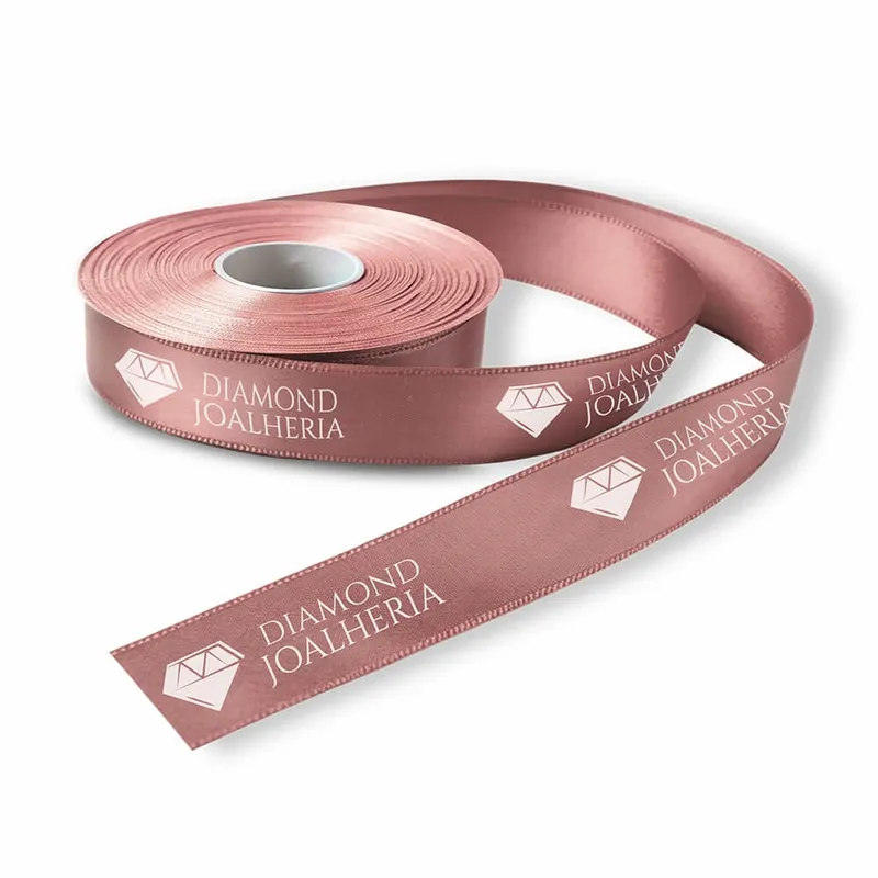 Fita de Cetim · Rolo com 50 Metros · Largura de 15mm · Rosa Bebê personalizado com a sua marca