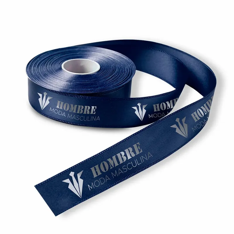Fita de Cetim · Rolo com 50 Metros · Largura de 22mm · Azul Marinho personalizado com a sua marca