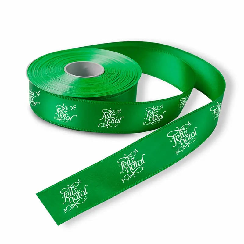 Fita de Cetim · Rolo com 50 Metros · Largura de 22mm · Verde Bandeira personalizado com a sua marca