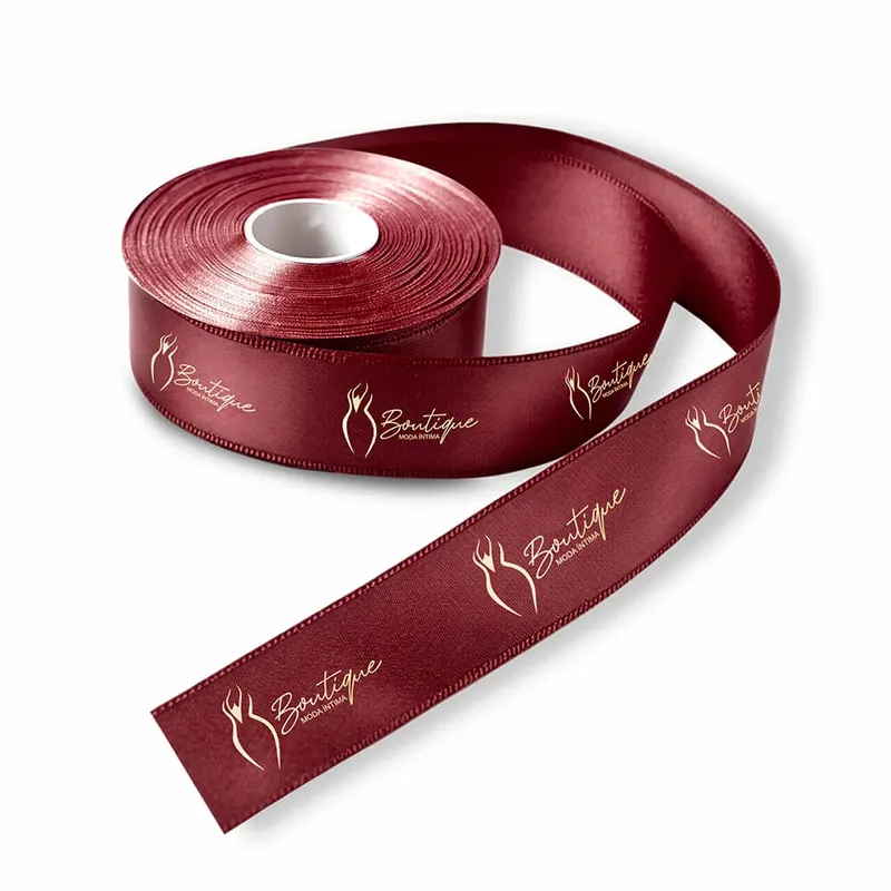 Fita de Cetim · Rolo com 50 Metros · Largura de 30mm · Marsala personalizado com a sua marca