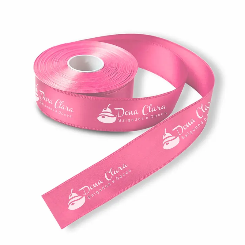 Fita de Cetim · Rolo com 50 Metros · Largura de 30mm · Rosa Escuro personalizado com a sua marca