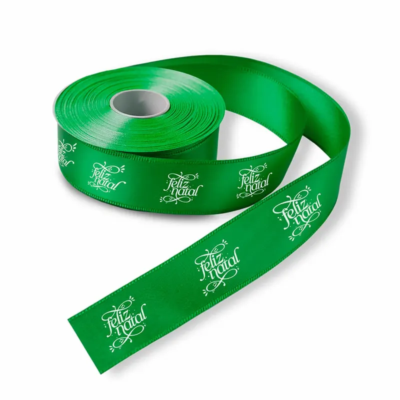 Fita de Cetim · Rolo com 50 Metros · Largura de 30mm · Verde Bandeira personalizado com a sua marca