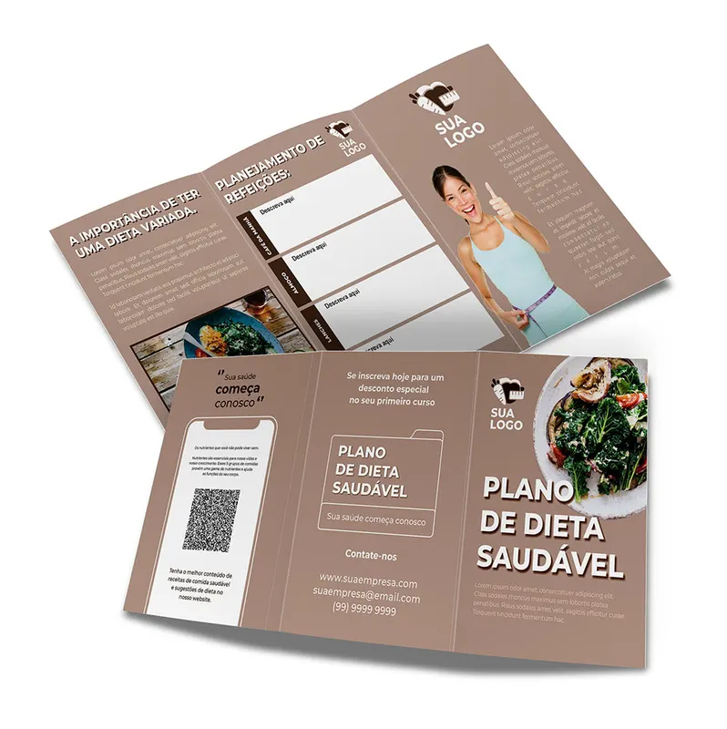 Folders e Mala Direta · Apergaminhado 150g · 2 Dobras personalizado com a sua marca