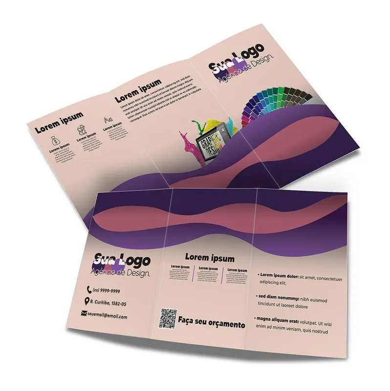 Folders e Mala Direta · Apergaminhado 90g · 2 Dobras personalizado com a sua marca
