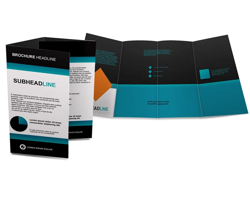 Folders e Mala Direta · Apergaminhado 90g · 3 Dobras personalizado com a sua marca
