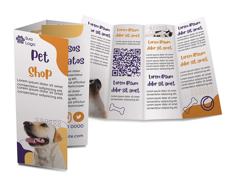 Folders e Mala Direta · Couchê 115g · 3 Dobras personalizado com a sua marca