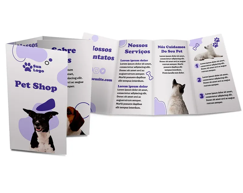 Folders e Mala Direta · Couchê 90g · 3 Dobras personalizado com a sua marca