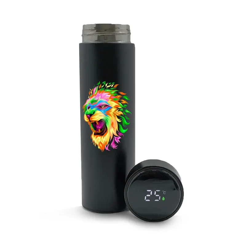 Garrafa de Aço Inox · Térmica · Modelo Termómetro Led · Com Dtf Uv · 500ml personalizado com a sua marca