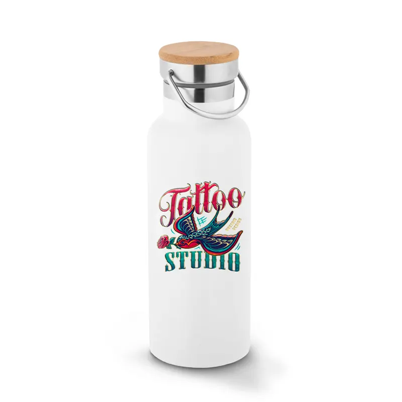 Squeeze de Aco Inox · Térmica · Modelo Ragnar com Parede Dupla · com Dtf Uv · 570ml · Linha Premium personalizado com a sua marca
