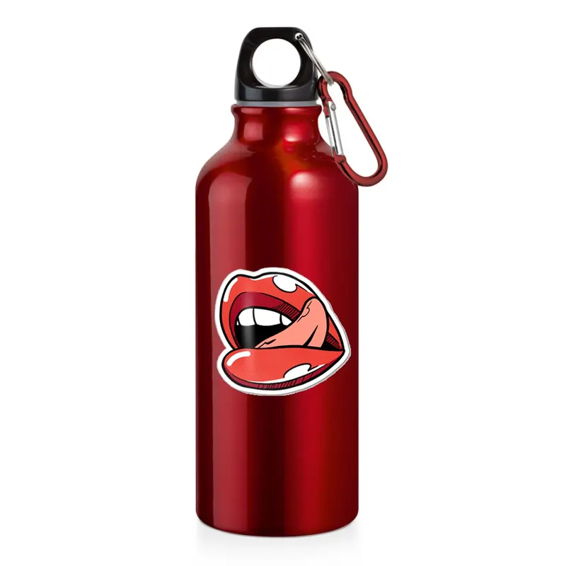 Squeeze de Aluminio · Modelo Erald com Mosquetão · com Adesivo Dtf Uv · 500ml · Linha Promocional personalizado com a sua marca