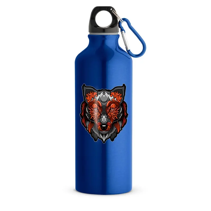 Squeeze de Aluminio · Modelo Erald com Mosquetão · com Adesivo Dtf Uv · 500ml · Linha Promocional · Azul Escuro personalizado com a sua marca