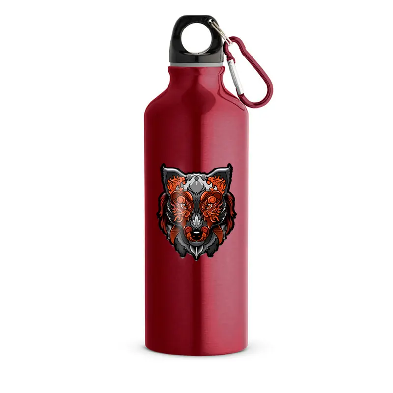 Squeeze de Aluminio · Modelo Erald com Mosquetão · com Adesivo Dtf Uv · 500ml · Linha Premium · Rosa Cereja personalizado com a sua marca