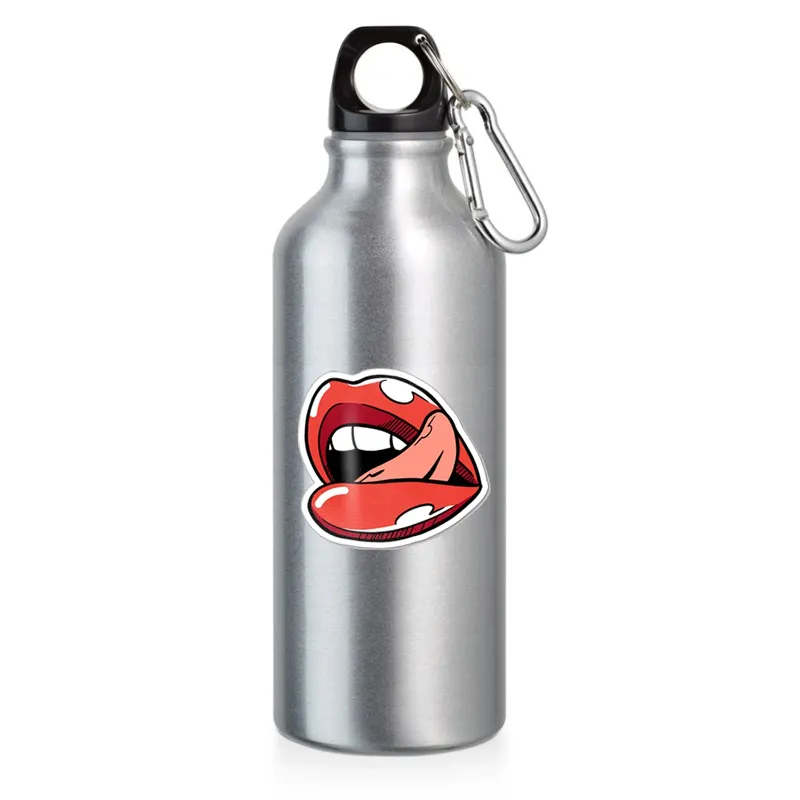 Squeeze de Aluminio · Modelo Erald com Mosquetão · com Adesivo Dtf Uv · 500ml · Linha Promocional · Cromada personalizado com a sua marca