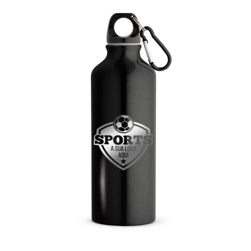 Squeeze de Alumínio · Modelo Erald com Mosquetão · Gravação Frontal · 500ml · Linha Premium personalizado com a sua marca