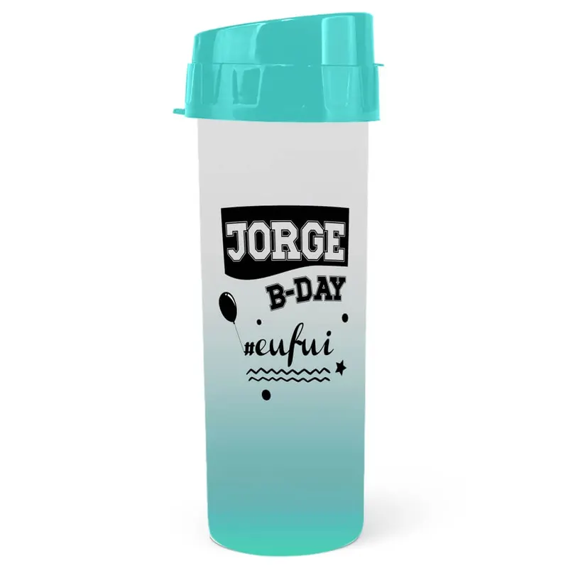 Squeeze de Pp · Modelo Acqua Bio · 480ml · Degradê · Azul Tiffany personalizado com a sua marca