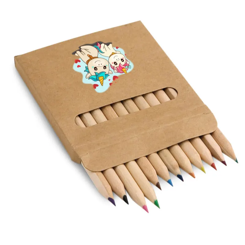 Lápis de Colorir · Mini Caixa com 12un personalizado com a sua marca