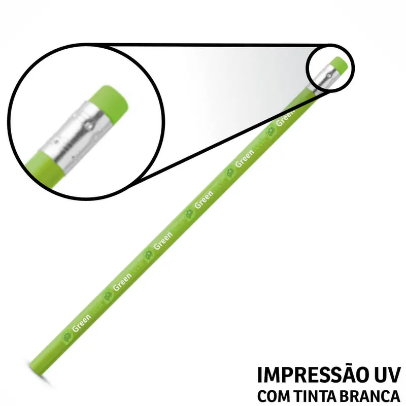 Lápis de Escrever · Com Borracha · Verde Claro · Resinado personalizado com a sua marca
