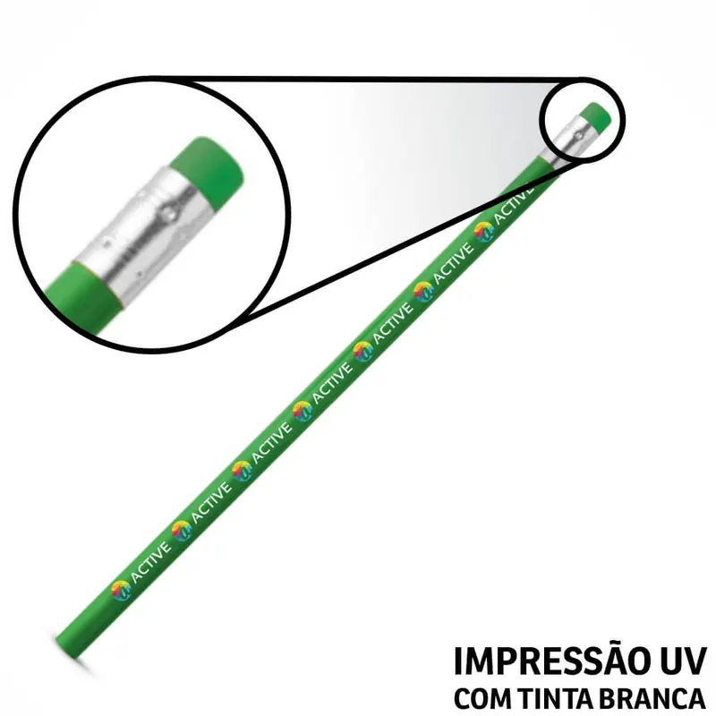 Lápis de Escrever · Com Borracha · Verde Escuro · Resinado personalizado com a sua marca