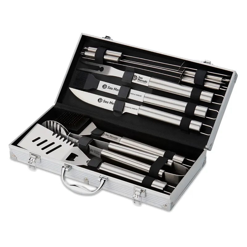Kit Churrasco · Maleta Aluminio 10 Peças personalizado com a sua marca