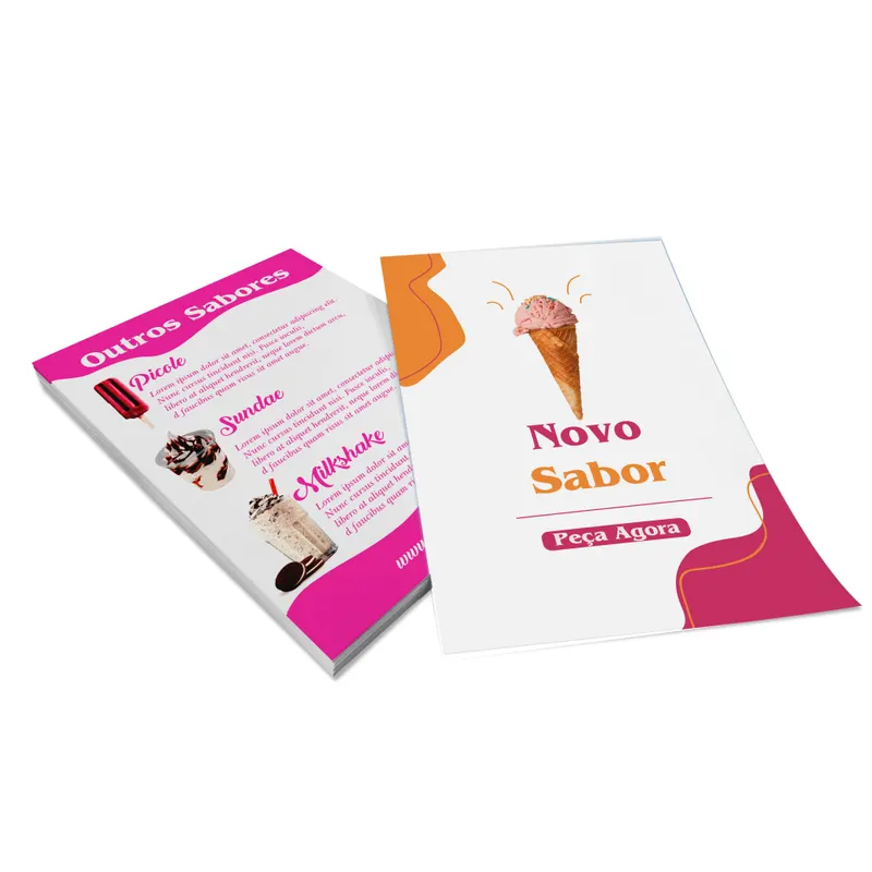 Panfletos, Flyers e Folhetos · Apergaminhado 90g personalizado com a sua marca